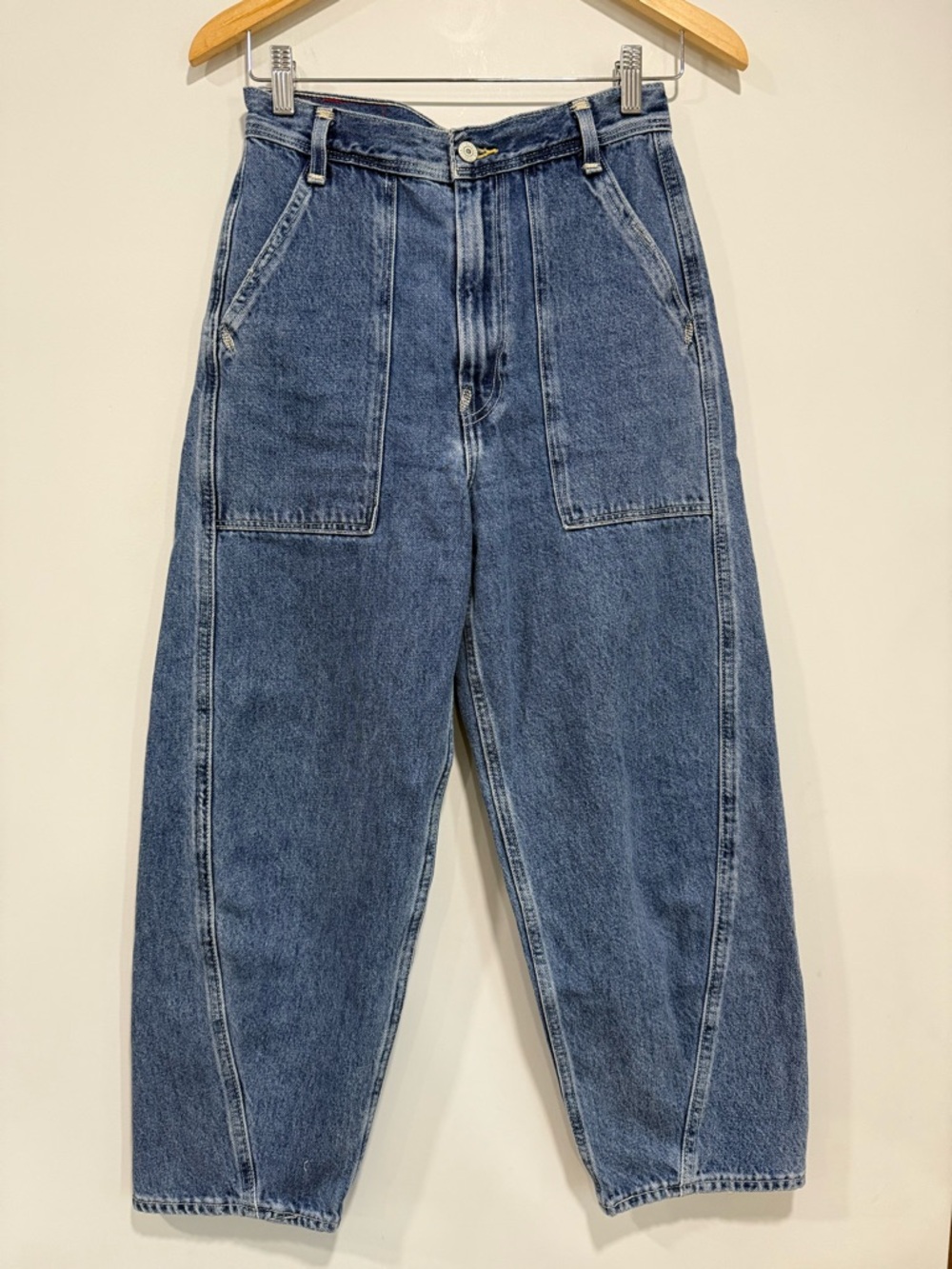 Levi's Red Railroad Trousers Jeans High-waisted Barrel-leg Medium Wash Size 25